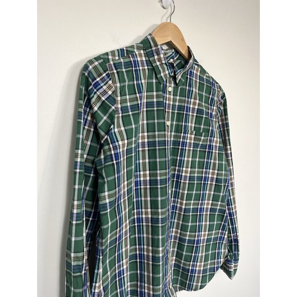J Crew Shirt Womens Size 8 Blue Green Plaid Button Down Cotton Preppy Classic - Picture 3 of 9